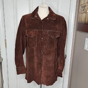 Deer Wear Chocolate Brown Suade Leather Jacket Size Small